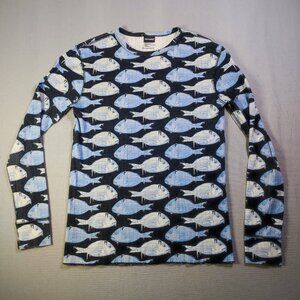 Joe Boxer Frozen fish shirt men's youth L blue with graphic design, long sleeve
